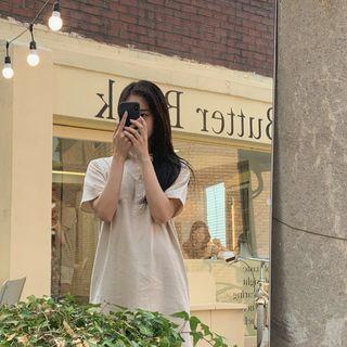 Linen Blend Polo Shirtdress