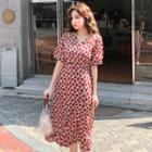 Floral Print Wrap Dress Red - One Size