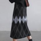 Midi Knit Argyle Skirt