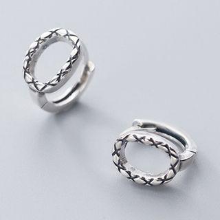 Oval Hoop Earring 1 Pair - Silver - One Size