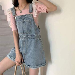 Pocket Detail Denim Jumper Shorts / Camisole Top