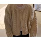 Drop-shoulder Cable-knit Cardigan One Size