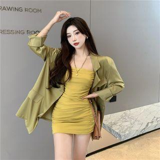 Plain Shirt / Strapless Mini Bodycon Dress