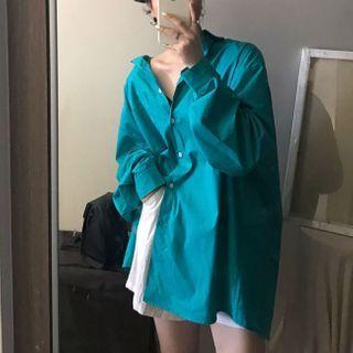Oversized Shirt Aqua Blue - One Size