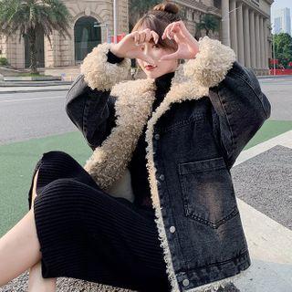 Fleece-lined Denim Buttoned Jacket