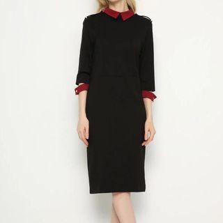 Elbow-sleeve Zip-back Sheath Dress