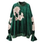 Floral Velvet Long-sleeve Sweatshirt