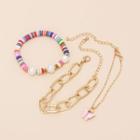 Set: Butterfly Necklace + Bracelet Gold - One Size