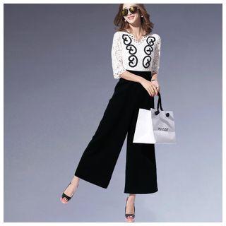 Lace Panel Wide Leg Jumpsuit