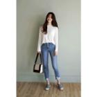 Long Sleeve Round-neck Dip Back T-shirt