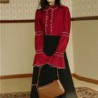 Set: Bell-sleeve Blouse + Midi A-line Skirt