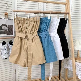 Wide-leg Tube Playsuit With Belt