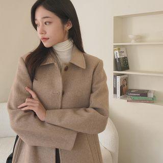 Herringbone Woolen Mac Coat