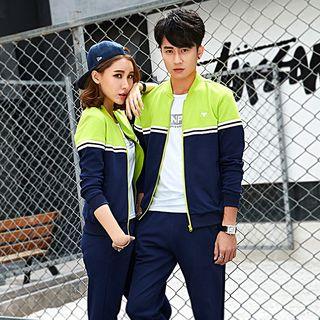 Couple Matching Color Block Bomber Jacket