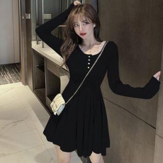 Henley Mini A-line T-shirt Dress