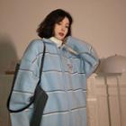Stand Collar Striped Zip-up Cardigan