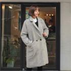 Houndstooth Wool Blend Coat Gray - One Size