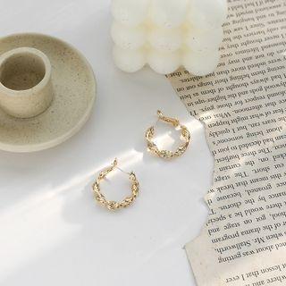 Sterling Silver Hoop Ear Stud 1 Pair - Gold - One Size