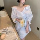 Irregular Off-shoulder Mini Shirtdress