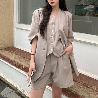 Elbow-sleeve Blazer / Dress Shorts / Vest / Set
