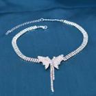 Butterfly Rhinestone Necklace Silver - One Size