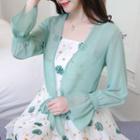 Tie-front Cropped Chiffon Jacket