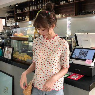 Contrast Trim Floral Printed T-shirt