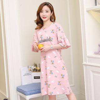 Printed Short-sleeve Night Dress