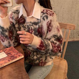 Rose Print Loose-fit Sweater