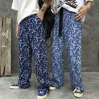 Couple Matching Printed Wide-leg Jeans
