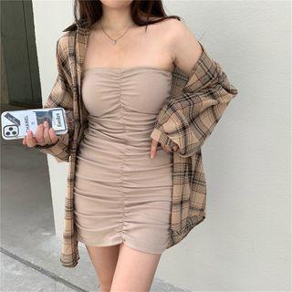 Plaid Shirt / Mini Tube Dress