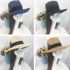 Flower Embroidered Foldable Straw Hat