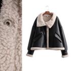 Faux Leather Fleece Lined Jacket