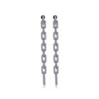 Fashion Simple Plated Black Geometric Tassel Cubic Zirconia Earrings Silver - One Size
