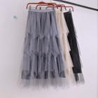 High-waist Velvet Midi A-line Skirt