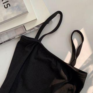 Textured Slim-fit Camisole Top Black - One Size