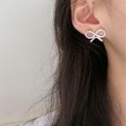 Cz Bow Stud Earring 1 Pair - S925silver Earring - One Size