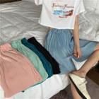 High-waist Ribbed Shorts