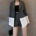 Set: Paneled Blazer + Wide Leg Shorts