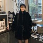 Fluffy Zip-up Jacket Black - One Size