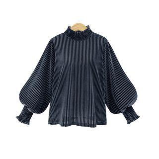 Balloon-sleeve Mock-neck Top