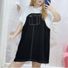 Plus Size Short-sleeve Mock Two Piece Dress