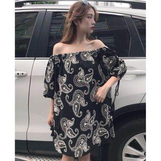 Paisley Print Off-shoulder Sundress