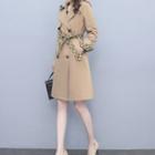 Double-breasted Trench Coat With Pattern Sash