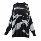 Oversized Zebra Print Mohair Sweater Black - Free