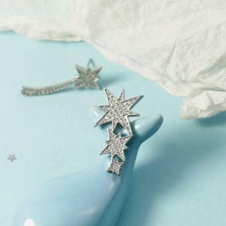 Non- Matching Rhinestone Star Stud Earring 1 Pair - As Shown In Figure - One Size