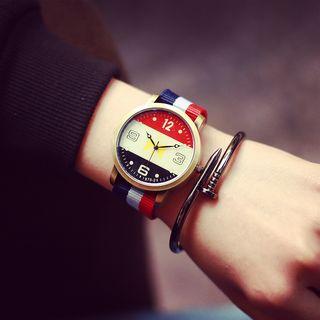 Striped Canvas Strap Watch