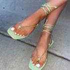 Tie-ankle Chain Flip Flops