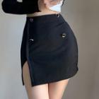 High Waist Slit Mini Skirt