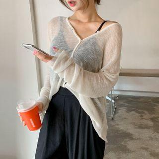 V-neck Boxy Sheer Cardigan